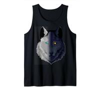 Yin Yang Wolf Face Split Head Zen Spiritual Viking Mythology Tank Top