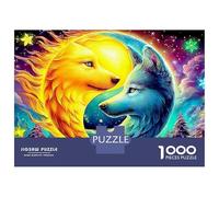 Yin-Yang Wolves 1000 Piece Eco-Friendly Paper Fire & Ice Wolves Puzzle Kids Age 12+ Educational Beginner Birthday for Family 38x26cm/1000pcs