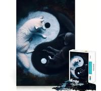 Yin Yang Wolves 1000 Piece Jigsaw Puzzles Memory Train Fun Smooth Burr Free Surface Entertaining Challenge for Spare Time (38x52cm)