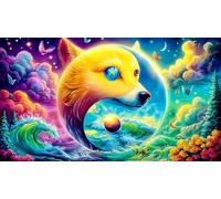 Yin-Yang-Wolves-in-Snowy-Fantasy 1000 Piece Jigsaw Puzzle for Adults - Recycled Cardboard Decoration 75x50cm/1000pcs