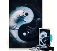 Yin Yang Wolves Teenagers 1000 Pieces Puzzle Memory Fun Game Clean Cut Sturdy Components Portable Travel Friendly Fun Game (50x75cm)