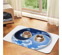 Yin Yang World print PU Leather Feeding Mat for Dogs Cats Pet Food Mat Absorbent Non-Slip Rubber Bottom