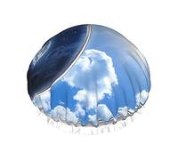 Yin Yang World Print Shower Cap For Women Reusable Double-Layer Fabric Shower Caps Girls Hair Caps