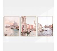 Yinaa Decor Modern Wall Art Italy Riviera Coast Canvas Paintings Ocean Landscape Travel Poster Prints for Aisle Home Decoration 30x42cmx3pcs frameless