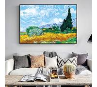 Yinaa Wheatfield with Cypresses Painting Replica on the Wall Impressionist Landscape Wall Art Canvas Picture Home Decor-70X100cm No Frame