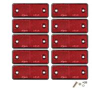 Yinaolan 10 Pack Red Screw on Rectangular Reflectors, E11 Approval Road Safety Gate Posts Rear Reflectors for Trailer Caravan Truck Tractor Boat Lorry Motorcycle Fence Gate Post