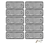 Yinaolan 10 Pack White Screw on Rectangular Reflectors, E11 Approval Road Safety Gate Posts Rear Reflectors for Trailer Caravan Truck Tractor Boat Lorry Motorcycle Fence Gate Post