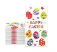 Yinbanban 40Pcs Easter Dinner Napkins, Happy Easter Paper Napkins, Rectangular Guest Towels for Bathroom, Spring and Easter Party Decorations