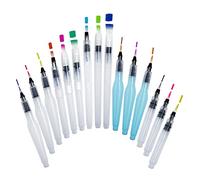 Yincen 15 Pcs Water Brushes for Watercolor Set Creativity Tap Water Brush Pen Refillable Water Brush Pen for Coloring, Calligraphy, Painting, Watercolor Creation