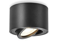 YindaLux 1 x 3CCT Black Ceiling Spotlights - Extra Flat & 38° Swivel - Diameter 80 x 50 mm - Adjustable Surface Spotlight - 5W 500LM - Dimmable LED Module 230 V Included - Aluminium LED Ceiling