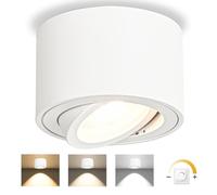 YindaLux 1 x 3CCT White Ceiling Spotlights - Extra Flat & 38° Swivel - Diameter 80 x 50 mm - Adjustable Surface Spotlight - 5W 500LM - Dimmable LED Module 230 V Included - Aluminium LED Ceiling