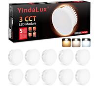 YindaLux 10x LED Module 230V Dimmable 5W IP44 LED Bulbs for Recessed Spotlights, GU10/MR16 Replacement, Ultra Flat Diameter 50 x 23 mm, Warm White, Natural White, Cool White, 120° Beam Angle