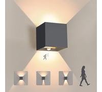 YindaLux 12W LED Outdoor Light with Motion Sensor Anthracite, IP65 Wall Lamp Indoor/Outdoor with Touch Control, 3000K Outdoor Light with Up Down Adjustable Beam Angle, Aluminium Wall Light for Hallway