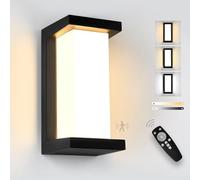 YindaLux 18 W Outdoor Light with Motion Sensor, LED Wall Light Outdoor with Remote Control, IP65 Waterproof Modern Wall Lamp Indoor/Outdoor, 3000-6500K Dimmable Outdoor Light for Garden, Patio, Black