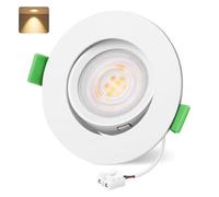 YindaLux 1x LED Recessed Spotlight 230V 5W 550LM 45° Adjustable IP44 Ceiling Spotlight 2700K Warm Light, Drilling 68mm Flat GU10 Recessed Spotlights for Bathroom Living Room White, Non-Dimmable