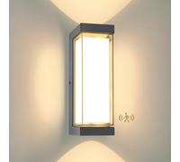YindaLux 24W LED Outdoor Lamp with Motion Detector, IP65 3000LM Wall Light Indoor/Outdoor, 3000K Modern Wall Light Fixture with Motion Detector, Aluminum Wall Lantern Sconce for Patio, Anthracite