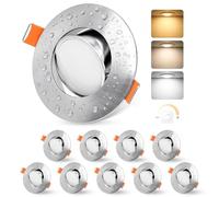YindaLux 5W 500LM Recessed LED Spotlight 3000K 4000K 6000K Dimmable IP44 Waterproof Bathroom Spotlight with Hole Φ68-80mm, AC 220-240V, Pack of 10, Brushed Nickel