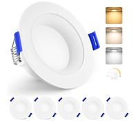YindaLux 6 Pack of 6 Dimmable LED Spotlight IP65 Bathroom 68 mm 500 LM Warm White 3000 K Neutral White 4000 K Cool White 6000 K Recessed Spotlight for Bathroom and Kitchen