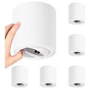 YindaLux 6 x Ceiling Spots - Ruotabile di 30° Piatto - Aluminium LED Spotlight for GU10 and LED Modules - Adjustable Spotlight Diameter 80 mm x 84 mm Matt Finish - White - 230V Senza Lampadina