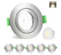 YindaLux 6X LED Recessed Spotlight 230V IP65 4000K Neutral Light 5W 550LM GU10 Ceiling Spotlight Nickel, Drilled 68mm Recessed Light for Bathroom Living Room, Non-Dimmable