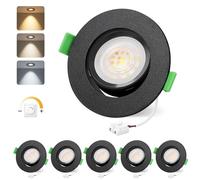 YindaLux 6X LED Recessed Spotlights 230V Dimmable 5W 550LM 45° Adjustable Ceiling Spotlight 2700K 4000K 6000K Black Flat 68mm Hole IP44 GU10 Recessed Bathroom Spotlights