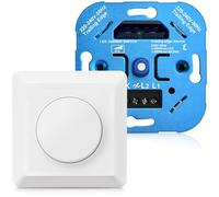 YindaLux Dimmer for LED Lamps, Flush-Mounted Light Switch for Dimmable LEDs 3-200 W / Halogen 3-200 W, LED Dimmer 230 V, Dimmer Switch, Trailing Edge Dimmer, White