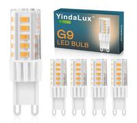 YindaLux G9 LED Bulb Warm White 2700 K, 4 W 550 LM LED Light Bulb Equivalent to 55 W Halogen Bulb, G9 Light Bulb No Flickering, Energy Saving Small Bulb, Not Dimmable, Pack of 5