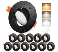 YindaLux LED Recessed Spotlight Dimmable 5W 550LM Swivel Recessed Lights 3000K 4000K 6000K Ceiling Spots IP44 Bathroom Spotlight Hole Size 68-80mm, AC 220-240V, 120° Beam Angle, Black, Pack of 12