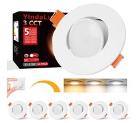 YindaLux LED Recessed Spotlight, Swivelling LED Spotlights, 230 V, Dimmable, 5 W, Ceiling Spotlights, Warm White, 3000 K, Neutral White, 4000 K, Cool White, 6500 K Spotlights, Ceiling Light, 68 mm