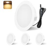 YindaLux LED Recessed Spotlights 12V 3000K Warm White IP44 LED Spot Dimmable 3W Recessed Lights 55-58mm Hole Size Downlight for Caravans, Kitchens, Wardrobes, Aluminum, White, Set of 4