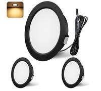 YindaLux LED Recessed Spotlights 12V 3000K Warm White IP44 LED Spot Dimmable 3W Recessed Lights 55-58mm Hole Size Downlight for Caravans, Kitchens, Wardrobes, Aluminum, Black, Set of 3