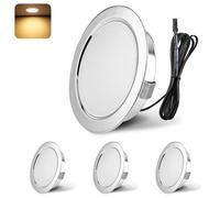YindaLux LED Recessed Spotlights 12V 3000K Warm White IP44 LED Spot Dimmable 3W Recessed Lights 55-58mm Hole Size Downlight for Caravans, Kitchens, Wardrobes, Aluminum, Chrome, Set of 4