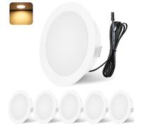 YindaLux LED Recessed Spotlights 12V 3000K Warm White IP44 LED Spot Dimmable 3W Recessed Lights 55-58mm Hole Size Downlight for Caravans, Kitchens, Wardrobes, Aluminum, White, Set of 6