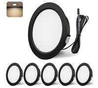 YindaLux LED Recessed Spotlights 12V 4000K Neutral White IP44 LED Spot Dimmable 3W Recessed Lights 55-58mm Hole Size Downlight for Caravans, Kitchens, Wardrobes, Aluminum, Black, Set of 6