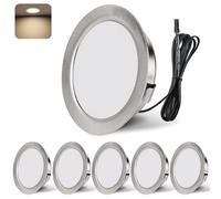 YindaLux LED Recessed Spotlights 12V 4000K Neutral White IP44 LED Spot Dimmable 3W Recessed Lights 55-58mm Hole Size Downlight for Caravans, Kitchens, Wardrobes, Aluminum, Brushed Nickel, Set of 6