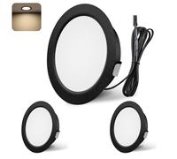 YindaLux LED Recessed Spotlights 12V 4000K Neutral White IP44 LED Spot Dimmable 3W Recessed Lights 55-58mm Hole Size Downlight for Caravans, Kitchens, Wardrobes, Aluminum, Black, Set of 3