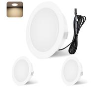 YindaLux LED Recessed Spotlights 12V 4000K Neutral White IP44 LED Spot Dimmable 3W Recessed Lights 55-58mm Hole Size Downlight for Caravans, Kitchens, Wardrobes, Aluminum, White, Set of 3