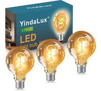 YindaLux Light Bulb E27 LED Warm White 2200K Filament lamp Edison Vintage LED Bulbs 4W Energy Saving Lamp Retro Bulb Decoration for Nostalgia and Industrial Lighting in The House café bar 3-Pack G80