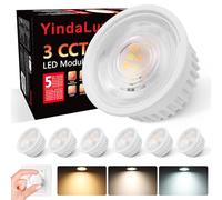 YindaLux Pack of 6 3CCT LED Module 230 V - Ultra Flat Diameter 50 x 23 mm for Recessed Spotlights - 4.9 W 500 LM Beam Angle 120° - 3000 K/4000 K/6000 K Dimmable - Replaces GU10 MR16 Bulbs - IP44