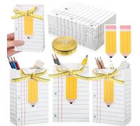 Yinder 36 Sets Teacher Appreciation Gift Bags with Pencil Tags Ruler Ribbon Back to School Mini Gift Bags First Day of School Composition Book Gifts Treat Tote for Teacher Appreciation