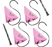 Yinder 4 Pcs Clarinet Swab Cloth Clarinet Cleaner Cleaning Cloth Swab for Inside Tube Suitable Piccolo Flute Sax Saxophone(Pink)