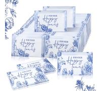 Yinder 60 Bulk Happy Tears Tissue Packs for Wedding 3 Ply Pocket Size Tissues Packs for Guests Facial Individual Wedding Party Favors Travel Graduation Celebration (Blue Flower)