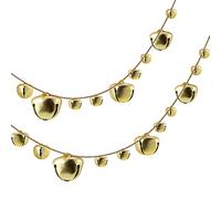 Yinder Garland Jingle Bell for Christmas Decorations Vintage Hanging Bell Garland on String for Christmas Tree Home Office Wall Door Decorations(Gold,2 Pcs)