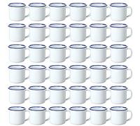 Yinder Mini Enamel Camping Coffee Mugs Metal Small Classic Portable White Campfire Mugs Bulk Vintage Cups with Handle for Coffee Tea Picnic Travel Indoor Outdoor Activities (36 Pcs,4 oz)