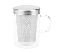 Yindhgdr 500Ml Travel Heat- Glass Tea Infuser Mug with Stainless Steel Lid Coffee Cup Tumbler Kitchen Heat- Large