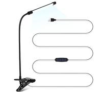 Yindhgdr 8W LED Clip on Lamp, Desk Light with 3 Modes 2M Cable Dimmer 10 Levels Clamp Table Lights