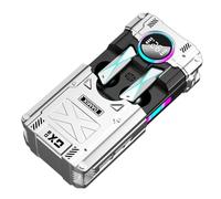 Yindhgdr New DX-08 Wireless Bluetooth 5.3 Headset New Punk Mechanical Style Stereo E-Sports Gaming Headset Earbuds Silver