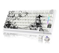 YINDIAO ATTACK SHARK X820 Ultra Gasket Mechanical Keyboard with TFT Screen & Knob, 75% ANSI Layout, 2.4Ghz/BT/Wired, 5 Sound Absorbing Foams, Hot-Swap Linear Switch, for PC,MAC (Dark Warrior)