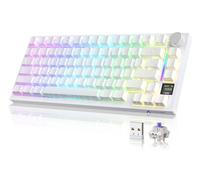 YINDIAO ATTACK SHARK X820 Ultra Gasket Mechanical Keyboard with TFT Screen & Knob, 75% ANSI Layout, 2.4Ghz/BT/Wired, 5 Sound Absorbing Foams, Hot-Swap Linear Switch, for PC,MAC (White, Gift Switch)