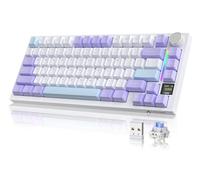 YINDIAO ATTACK SHARK X820 Ultra Gasket Mechanical Keyboard with TFT Screen & Knob, 75% ANSI Layout, 2.4Ghz/BT/Wired, 5 Sound Absorbing Foams, Hot-Swap Linear Switch, for PC,MAC (Purple, Shark Switch)